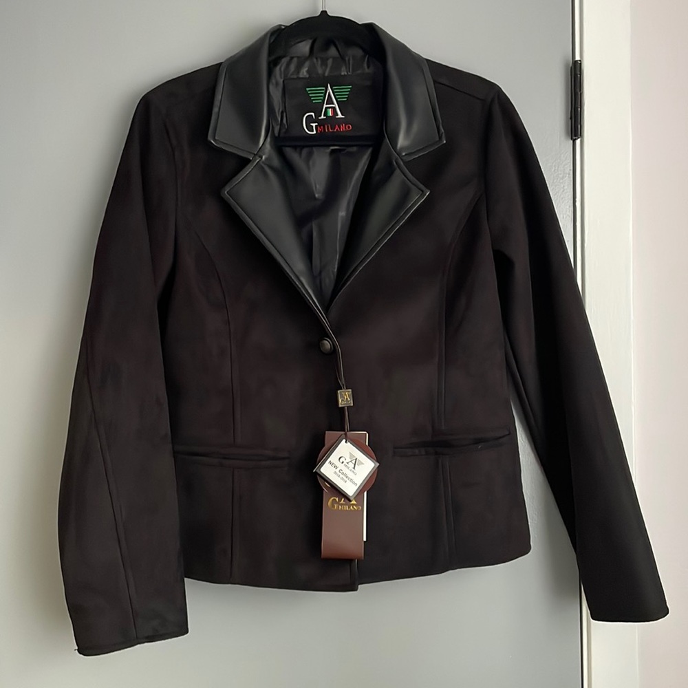 GA Milano faux suede with faux leather trim jacket, size L, new
